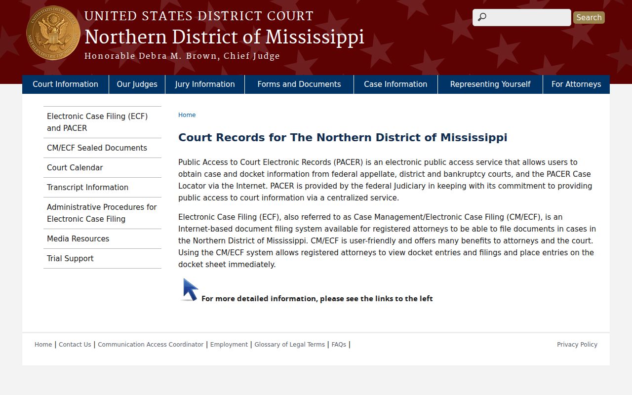 Carroll County case lookup source from Northern District of Mississippi case information