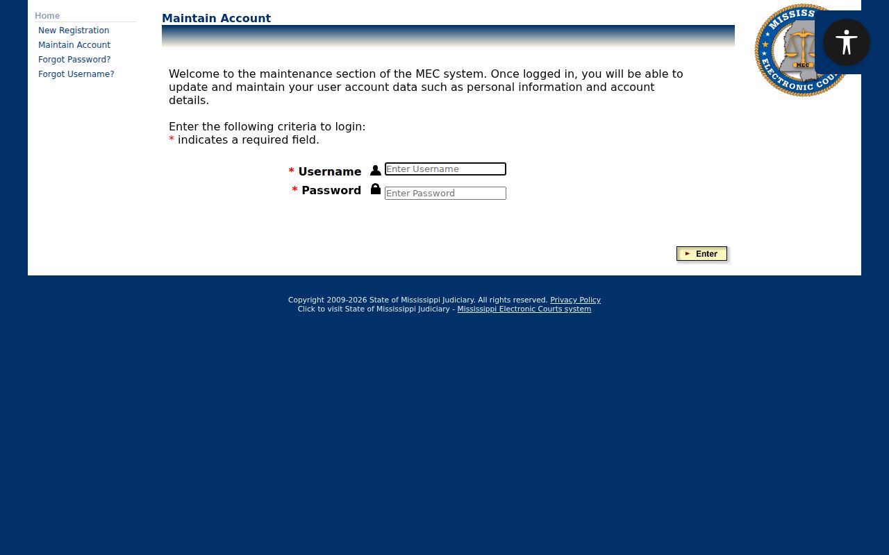 PAMEC registration page for Carroll County civil docket access