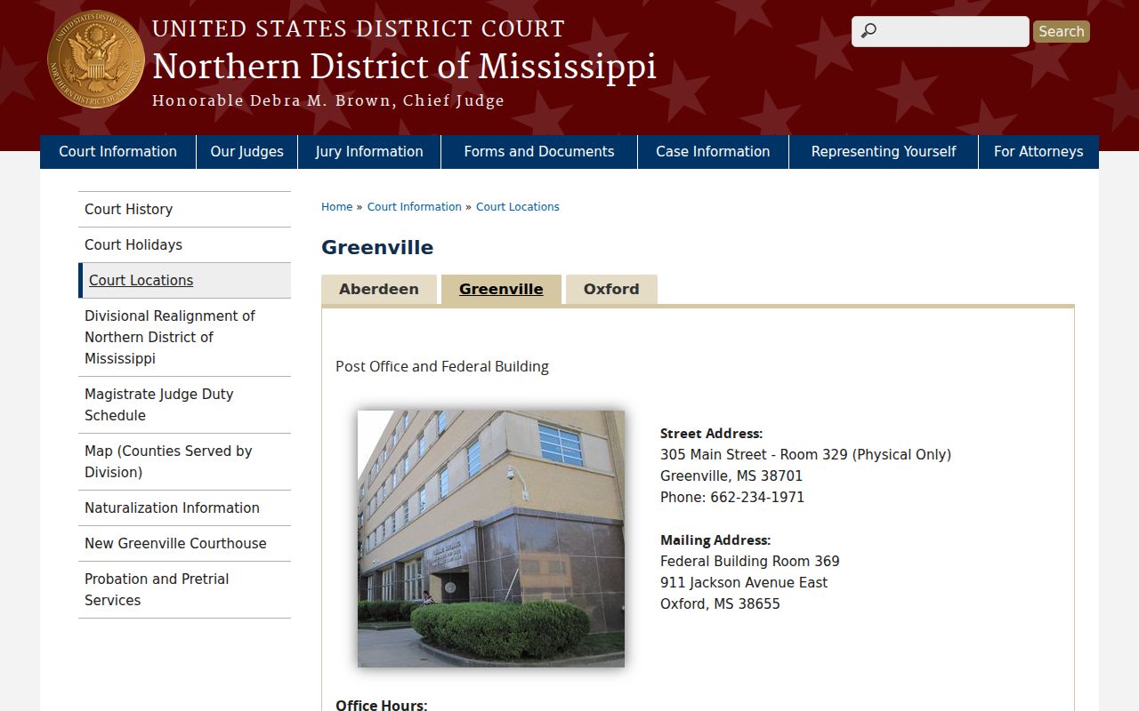 Carroll County court records source showing the Greenville federal court location