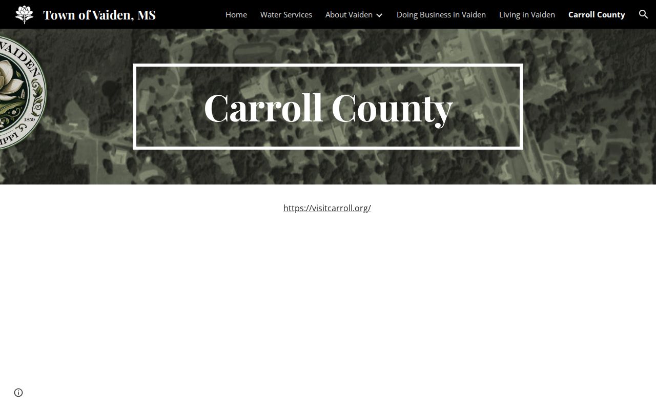 Carroll County traffic court routing context from the official City of Vaiden county page